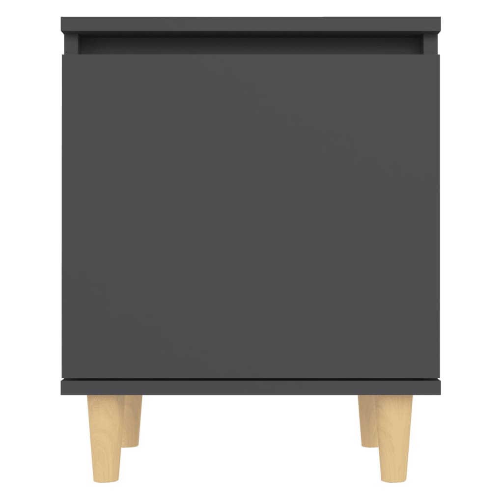 Tables de chevet avec pieds en bois massif, 2 pièces, gris, 40x30x50 cm