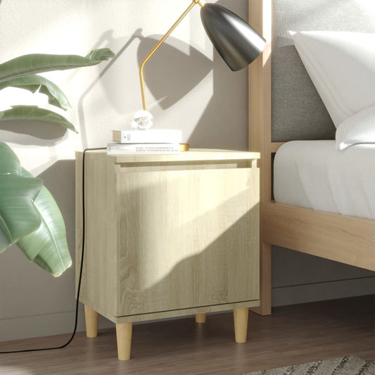 Tables de chevet 2 pcs. Pieds en bois massif Chêne Sonoma 40x30x50cm