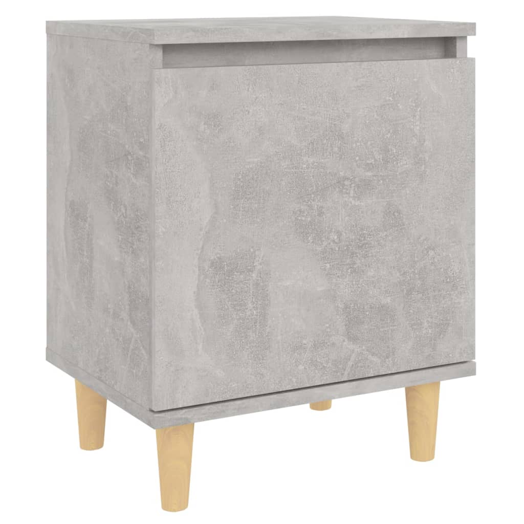 Nachttische mit Massivholz-Beinen 2 Stk. Betongrau 40x30x50cm