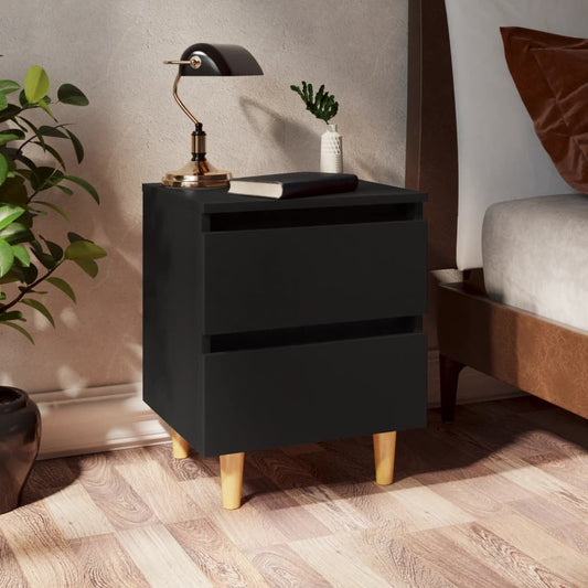 Tables de chevet 2 pièces avec pieds en bois de pin noir 40x35x50 cm