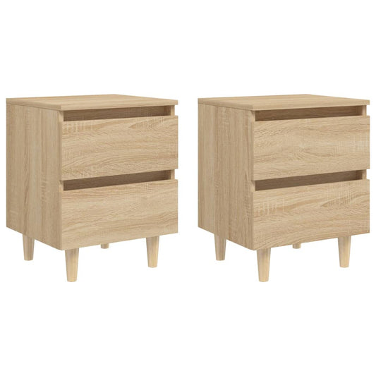 Tables de chevet 2 pcs. pieds en bois de pin Chêne Sonoma 40x35x50cm