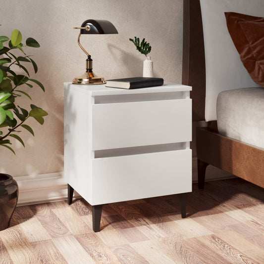 Table de chevet blanche 40x35x50 cm en bois