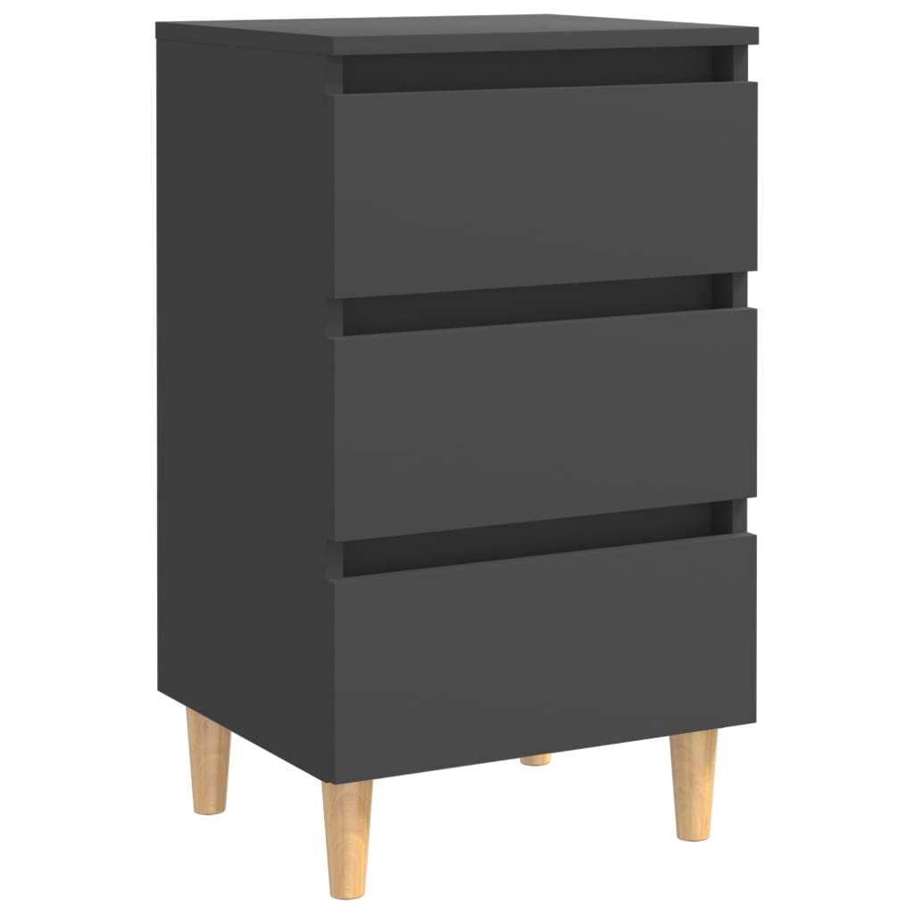 Nachttische mit Massivholz-Beinen 2 Stk. Grau 40x35x69 cm