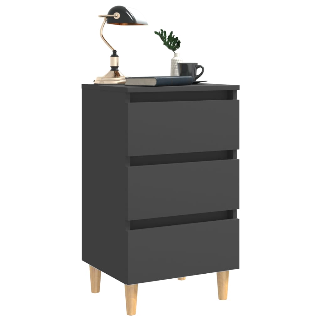 Nachttische mit Massivholz-Beinen 2 Stk. Grau 40x35x69 cm