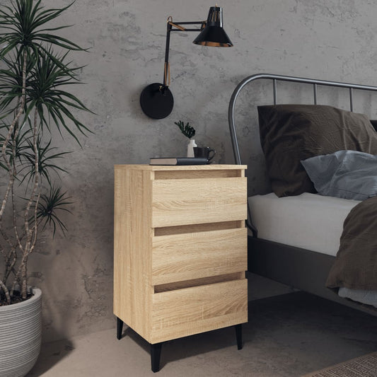 Bedside table with metal legs Sonoma oak 40x35x69 cm