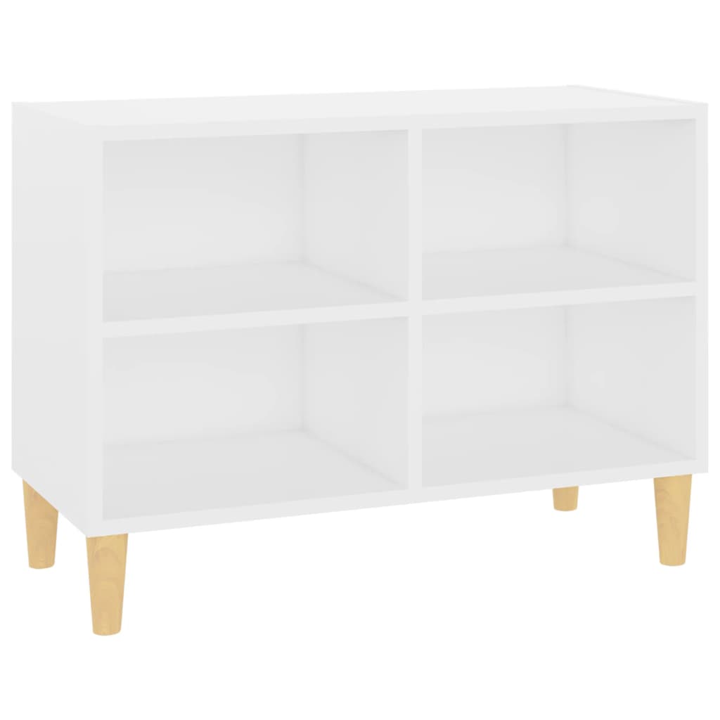 Meuble TV avec pieds en bois massif blanc 69,5x30x50 cm