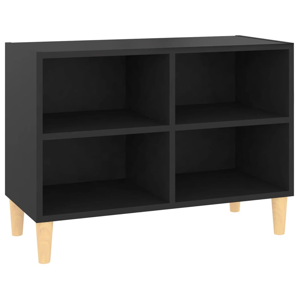 Meuble TV avec pieds en bois massif noir 69,5x30x50 cm