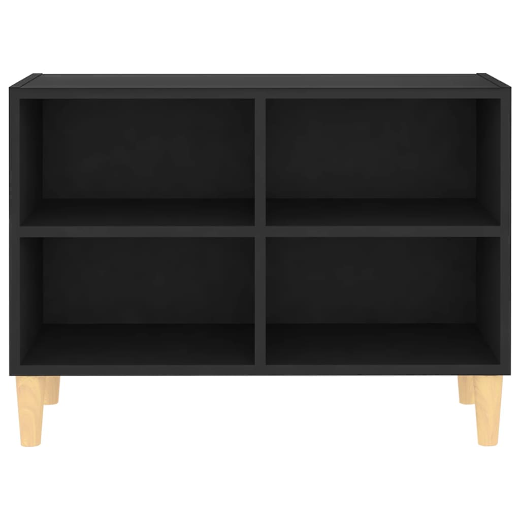 Meuble TV avec pieds en bois massif noir 69,5x30x50 cm