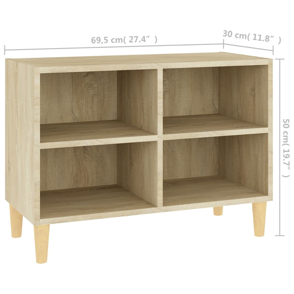 Meuble TV avec pieds en bois massif Chêne Sonoma 69,5x30x50 cm