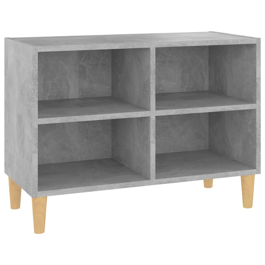 Meuble TV avec pieds en bois massif gris béton 69,5x30x50 cm