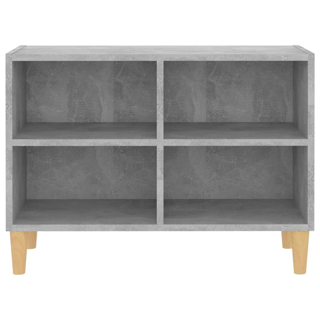 Meuble TV avec pieds en bois massif gris béton 69,5x30x50 cm