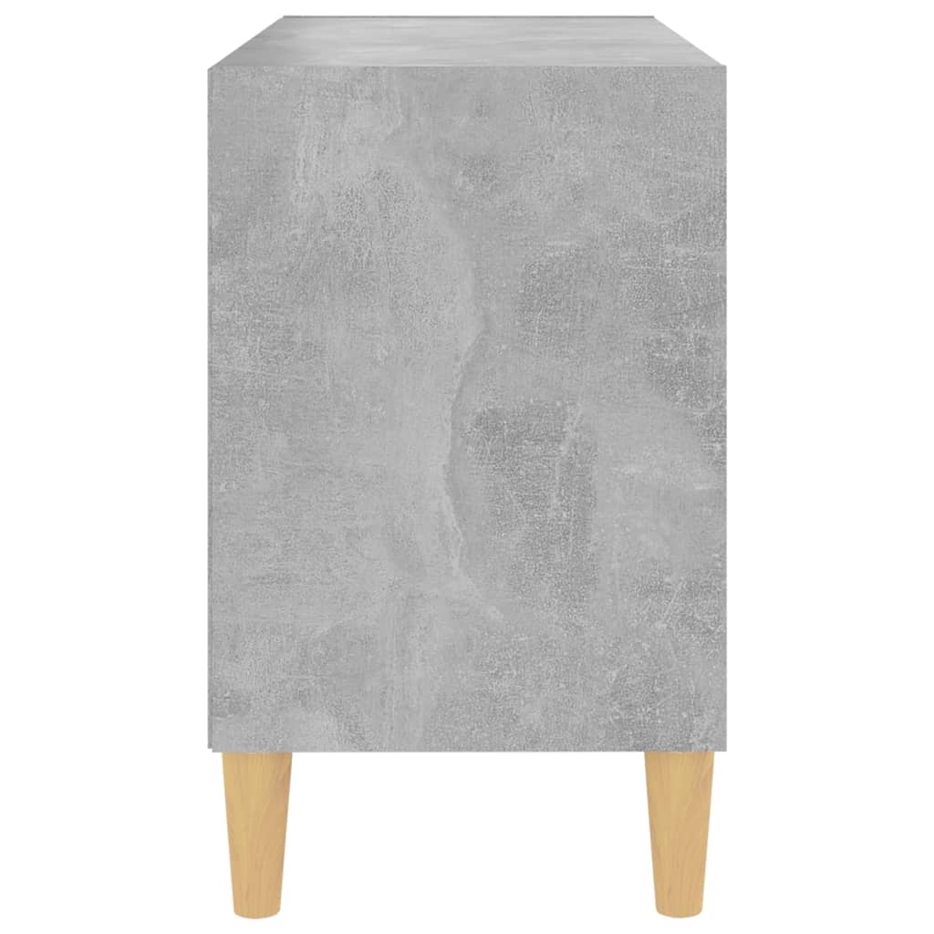 Meuble TV avec pieds en bois massif gris béton 69,5x30x50 cm