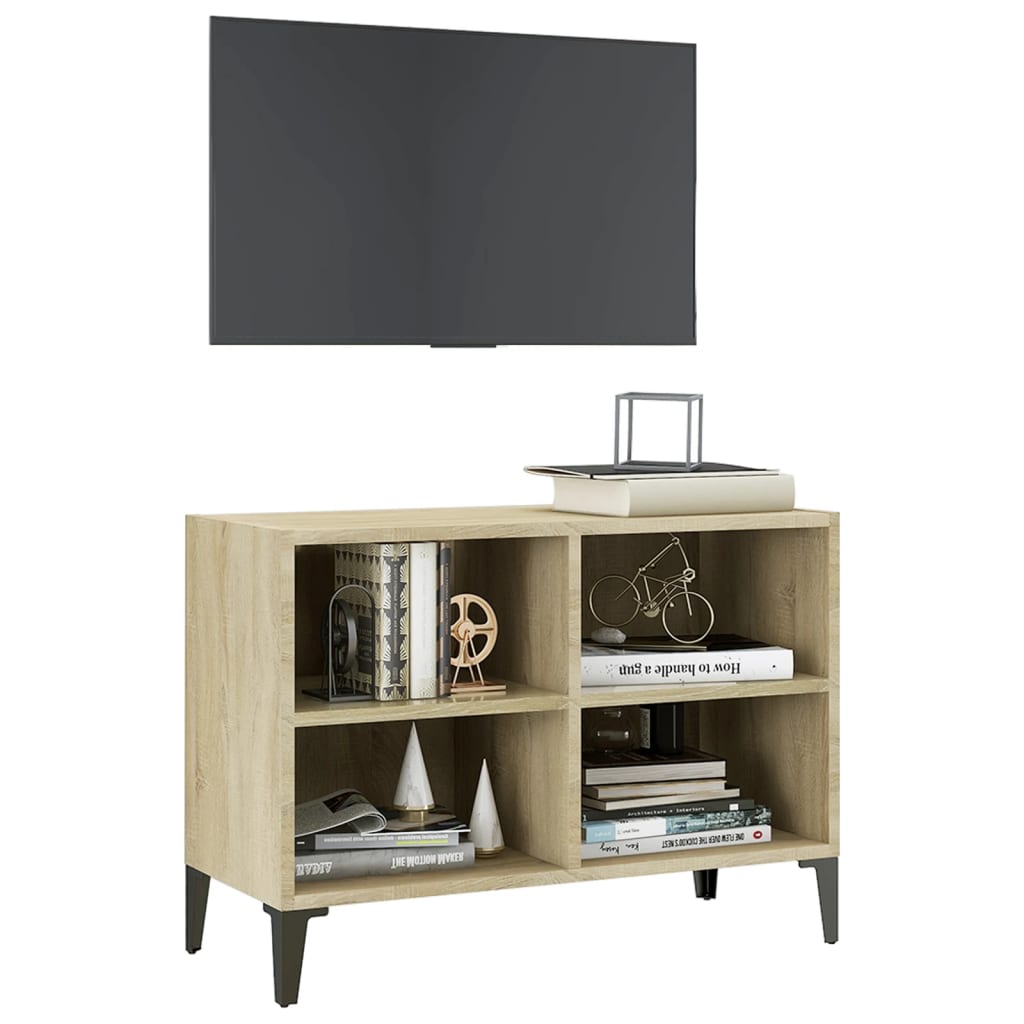 Meuble TV avec pieds en métal chêne Sonoma 69,5x30x50cm