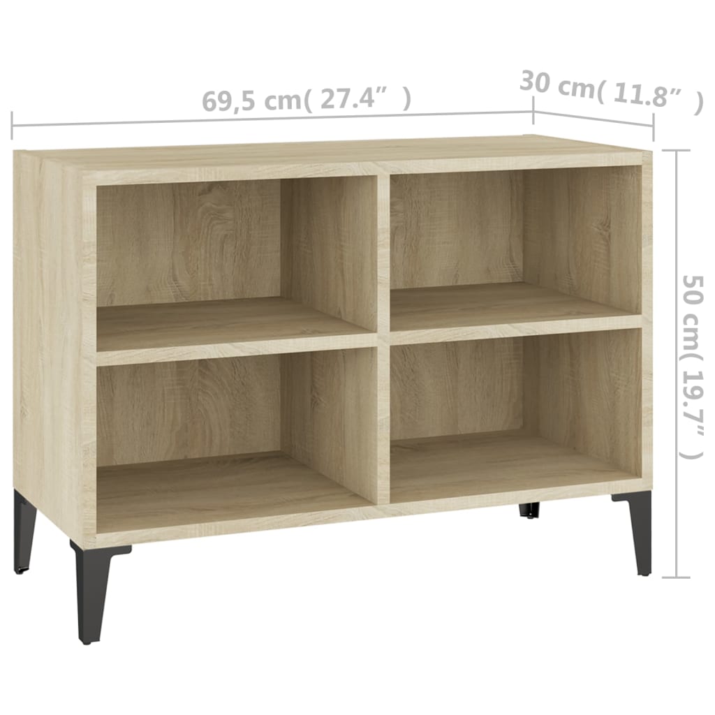 Meuble TV avec pieds en métal chêne Sonoma 69,5x30x50cm