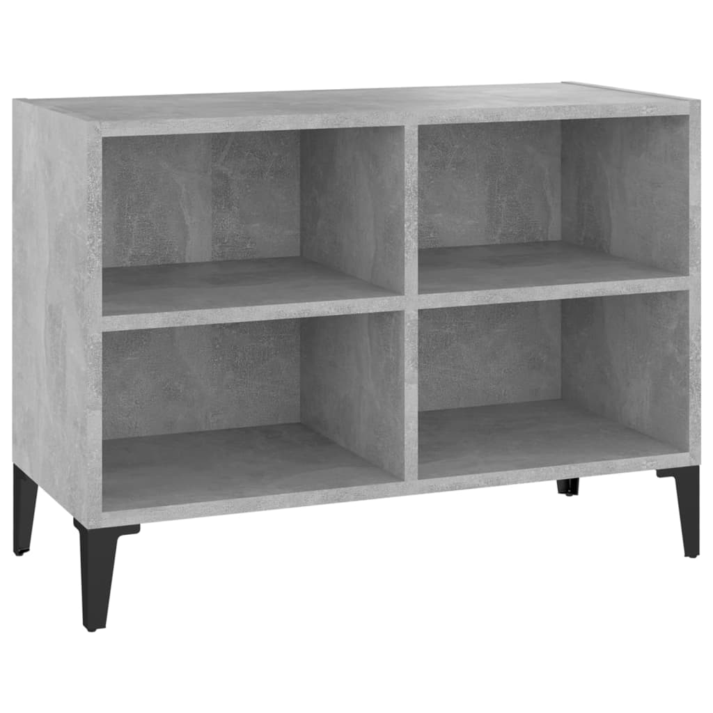 Meuble TV avec pieds en métal, gris béton, 69,5 x 30 x 50 cm