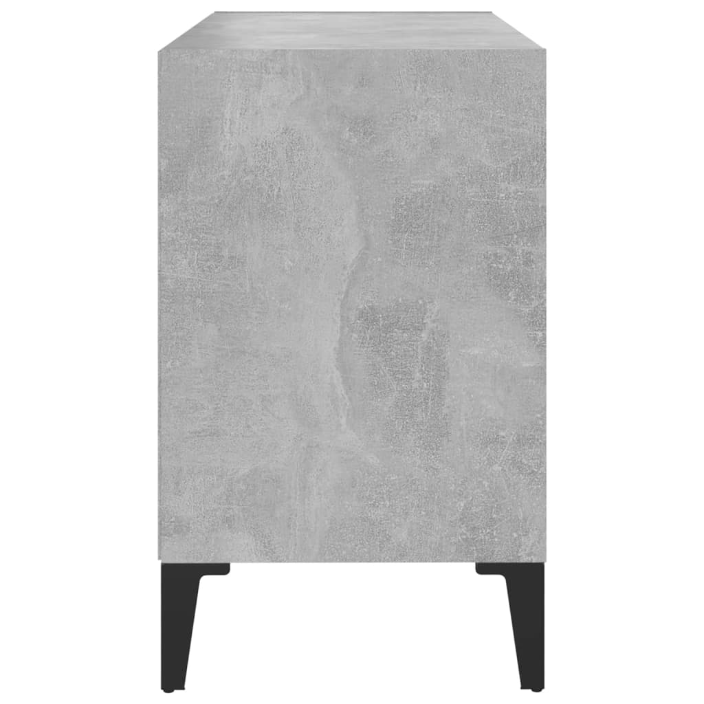 Meuble TV avec pieds en métal, gris béton, 69,5 x 30 x 50 cm