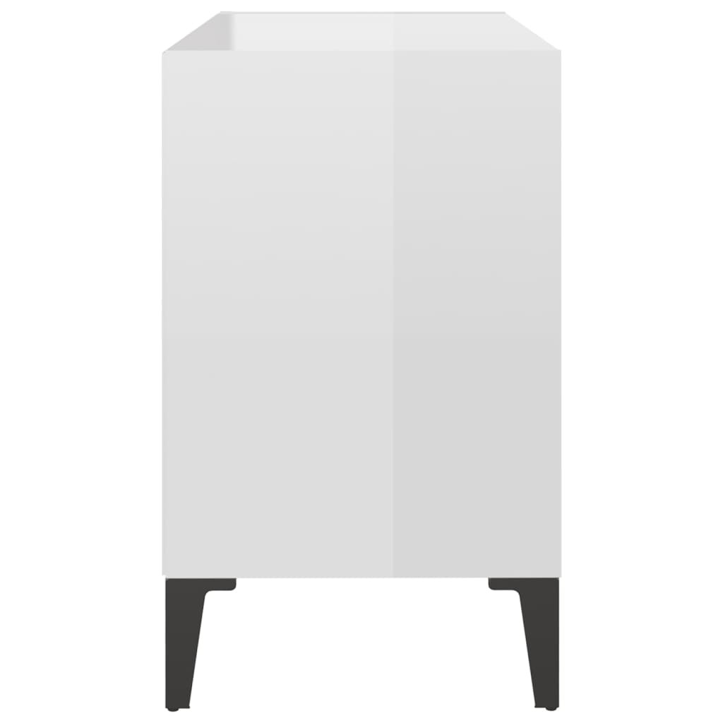 TV-Schrank mit Metallbeinen Hochglanz-Weiß 69,5x30x50cm