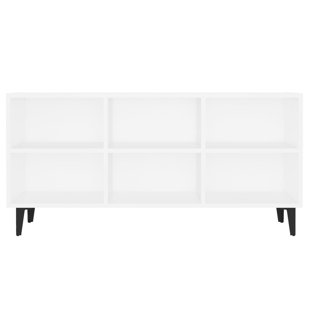 Meuble TV avec pieds en métal blanc 103,5x30x50 cm