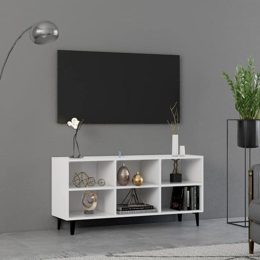 Meuble TV avec pieds en métal blanc 103,5x30x50 cm