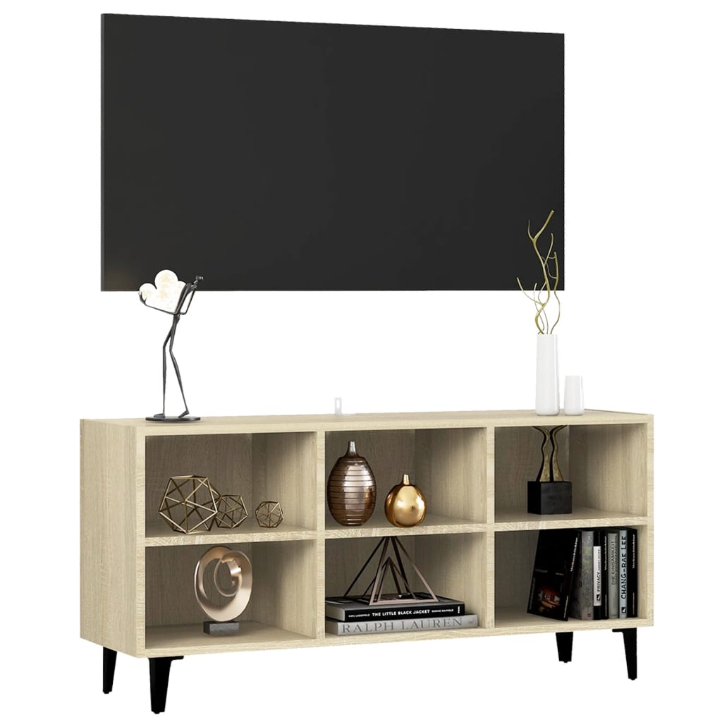 Meuble TV avec pieds en métal chêne Sonoma 103,5x30x50 cm