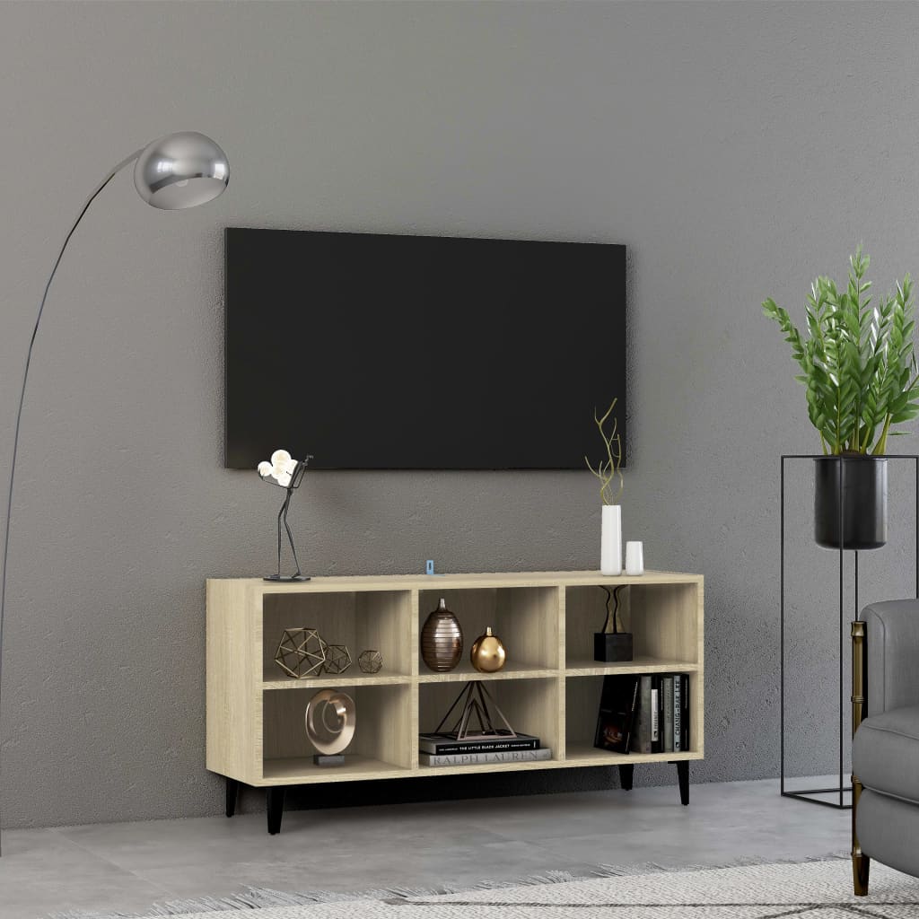 Meuble TV avec pieds en métal chêne Sonoma 103,5x30x50 cm