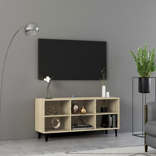 Meuble TV avec pieds en métal chêne Sonoma 103,5x30x50 cm