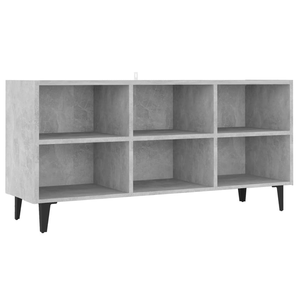 Meuble TV avec pieds en métal, gris béton, 103,5 x 30 x 50 cm