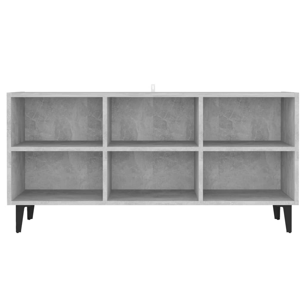 Meuble TV avec pieds en métal, gris béton, 103,5 x 30 x 50 cm