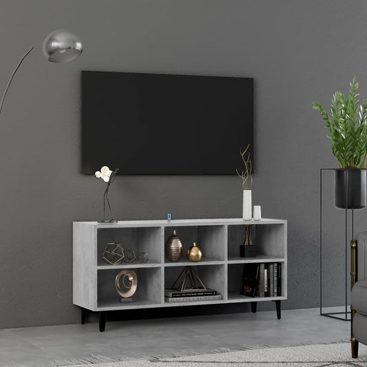 Meuble TV avec pieds en métal, gris béton, 103,5 x 30 x 50 cm