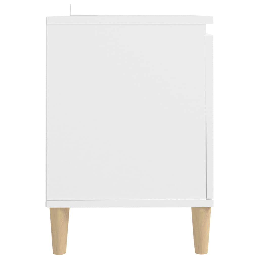 Meuble TV avec pieds en bois massif blanc 103,5x30x50 cm