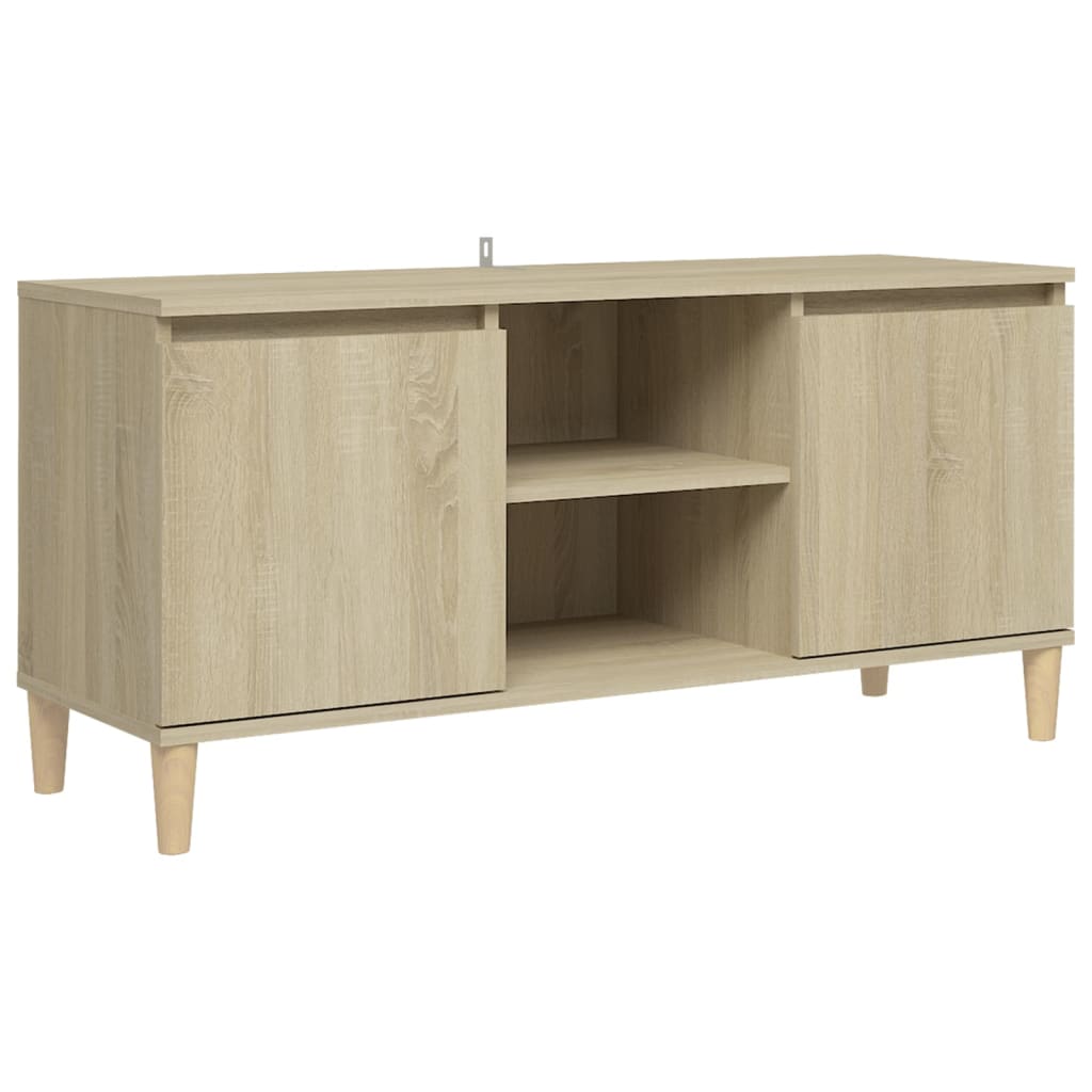 Meuble TV avec pieds en bois massif Chêne Sonoma 103,5x35x50 cm