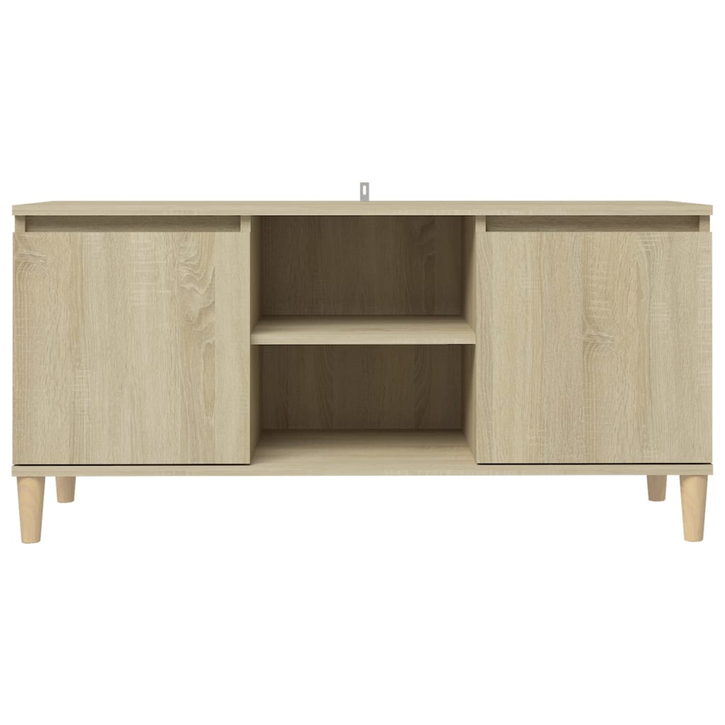 Meuble TV avec pieds en bois massif Chêne Sonoma 103,5x35x50 cm