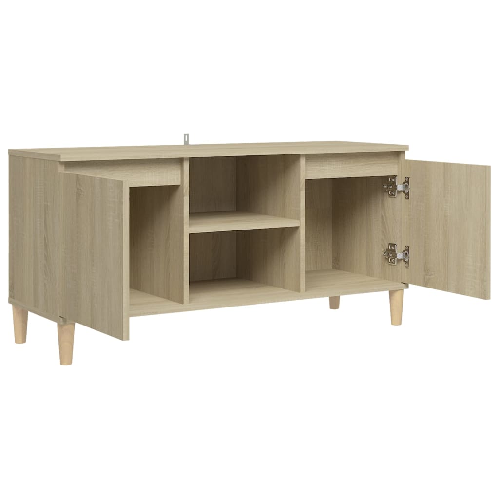 Meuble TV avec pieds en bois massif Chêne Sonoma 103,5x35x50 cm