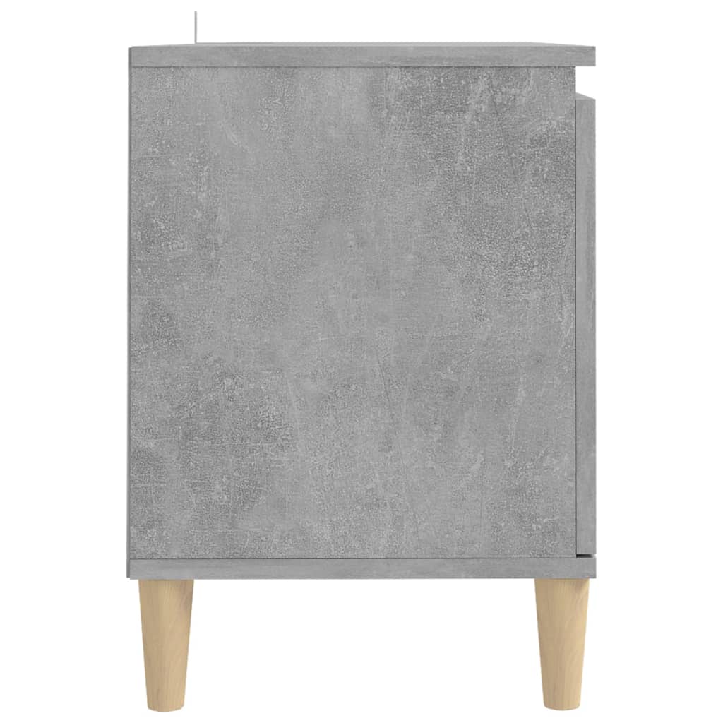 Meuble TV avec pieds en bois massif gris béton 103,5x35x50 cm