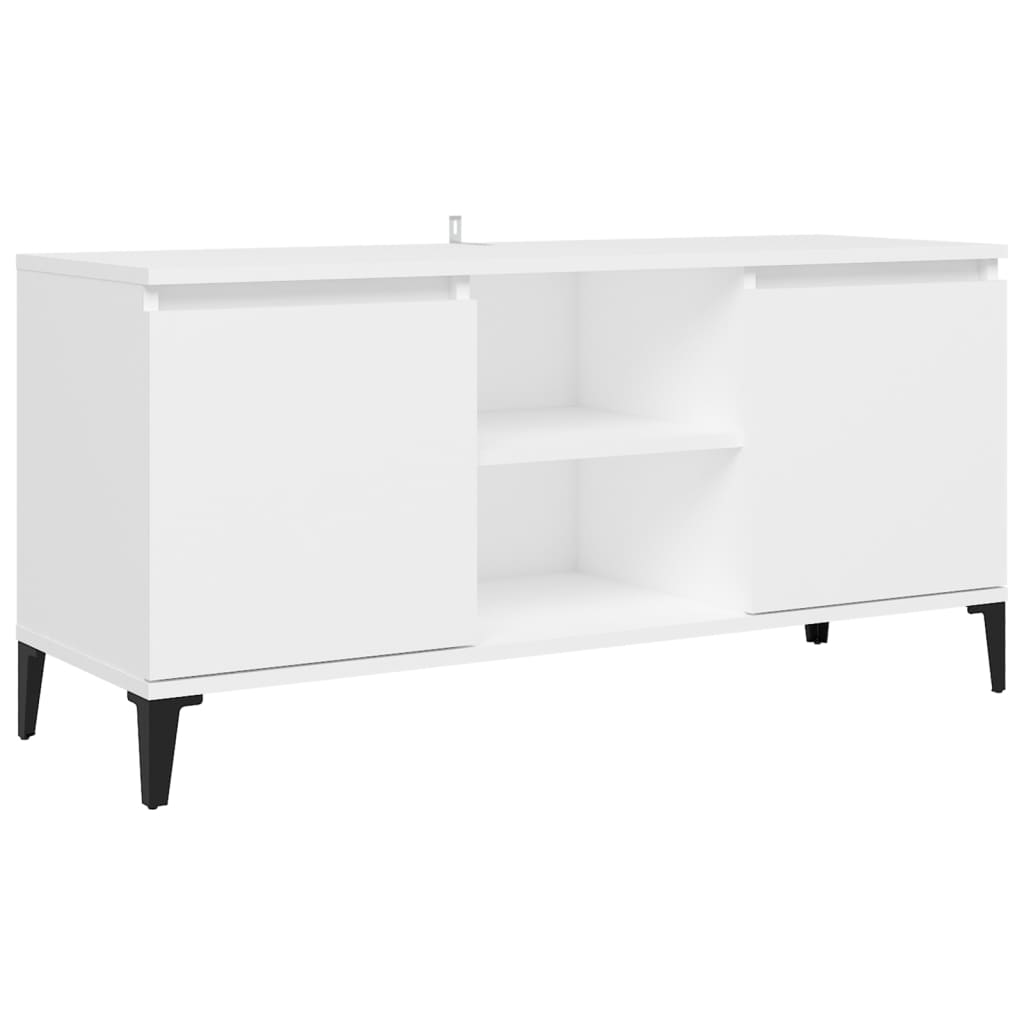 Meuble TV avec pieds en métal blanc 103,5x35x50 cm