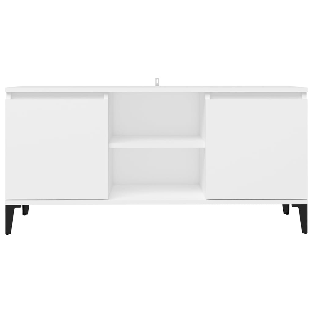 Meuble TV avec pieds en métal blanc 103,5x35x50 cm