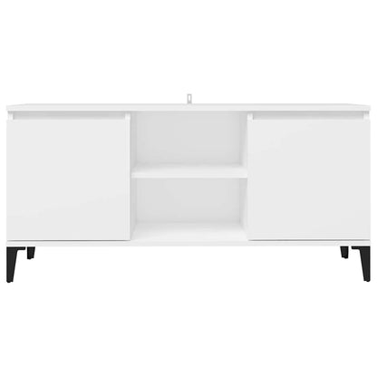 TV-Schrank mit Metallbeinen Weiß 103,5x35x50 cm