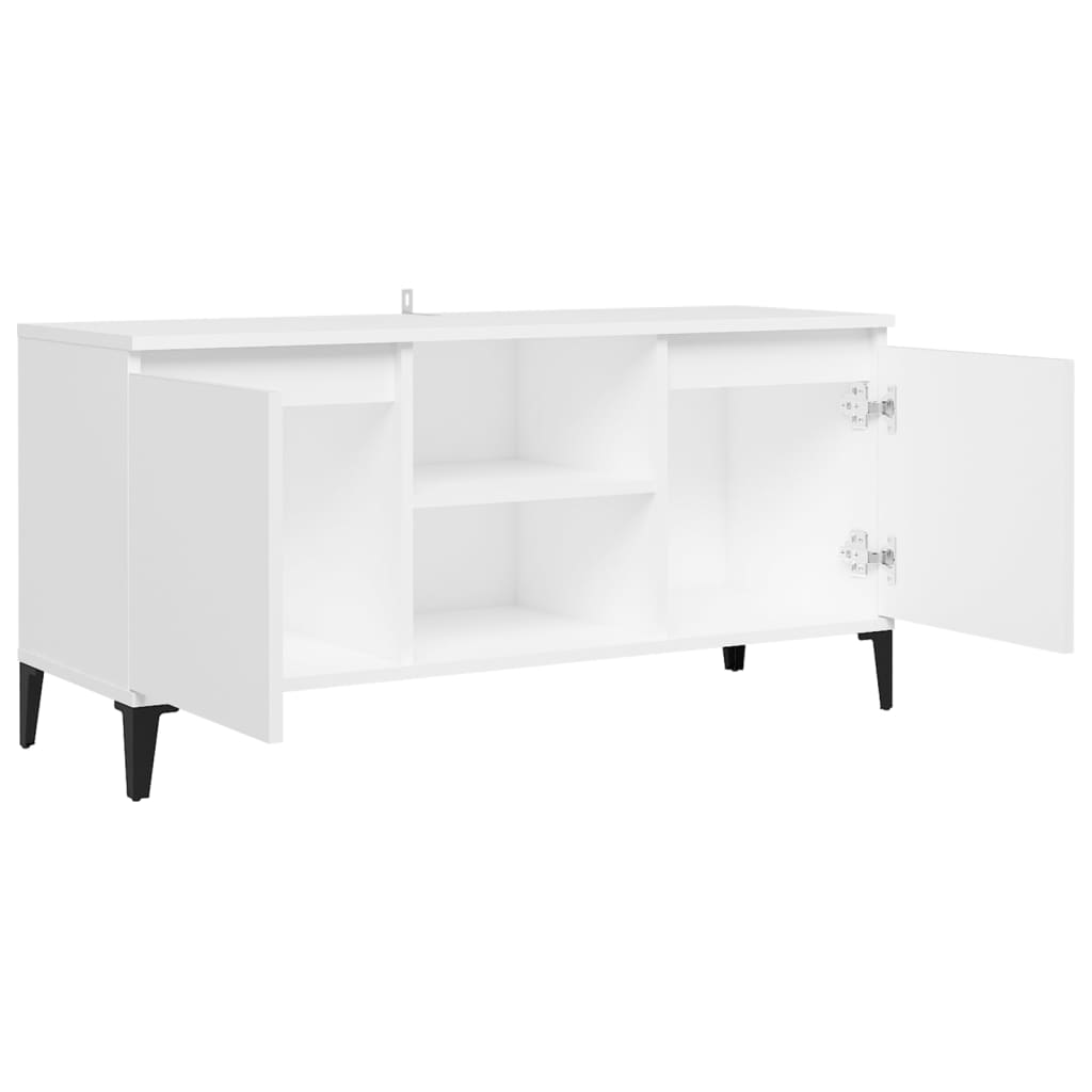 Meuble TV avec pieds en métal blanc 103,5x35x50 cm
