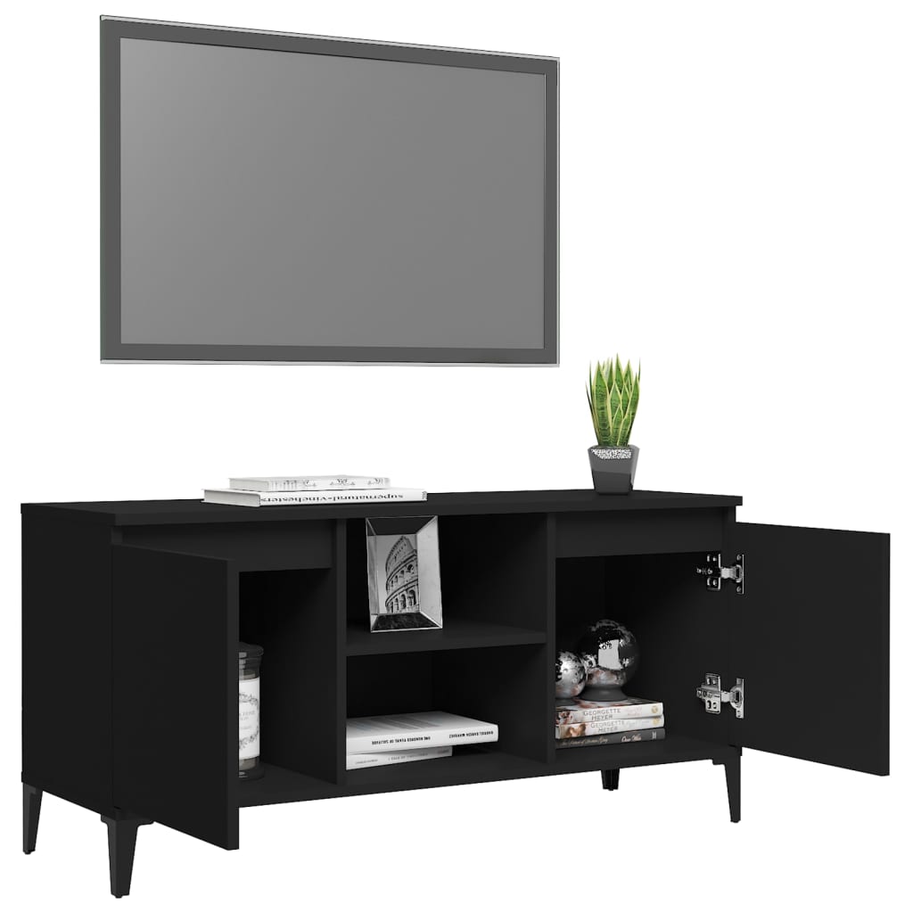 Meuble TV avec pieds en métal noir 103,5x35x50 cm
