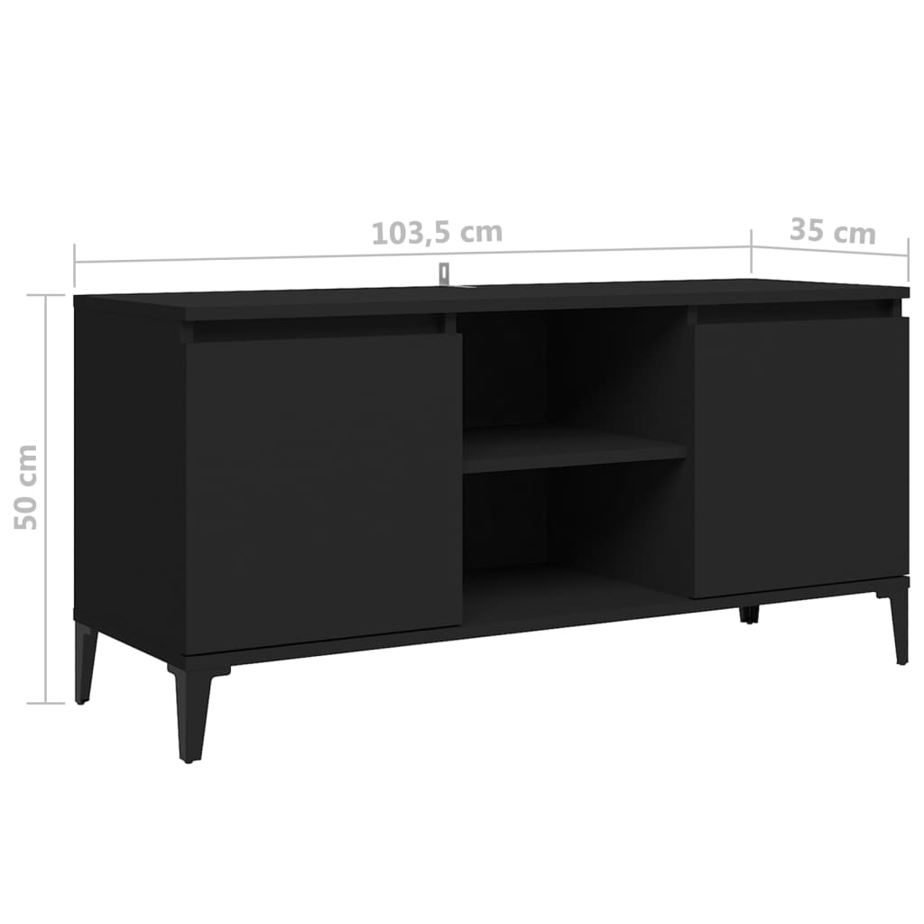 Meuble TV avec pieds en métal noir 103,5x35x50 cm