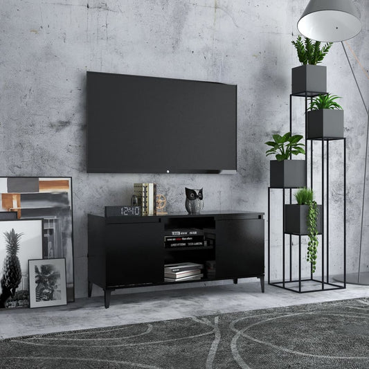 Meuble TV avec pieds en métal noir 103,5x35x50 cm