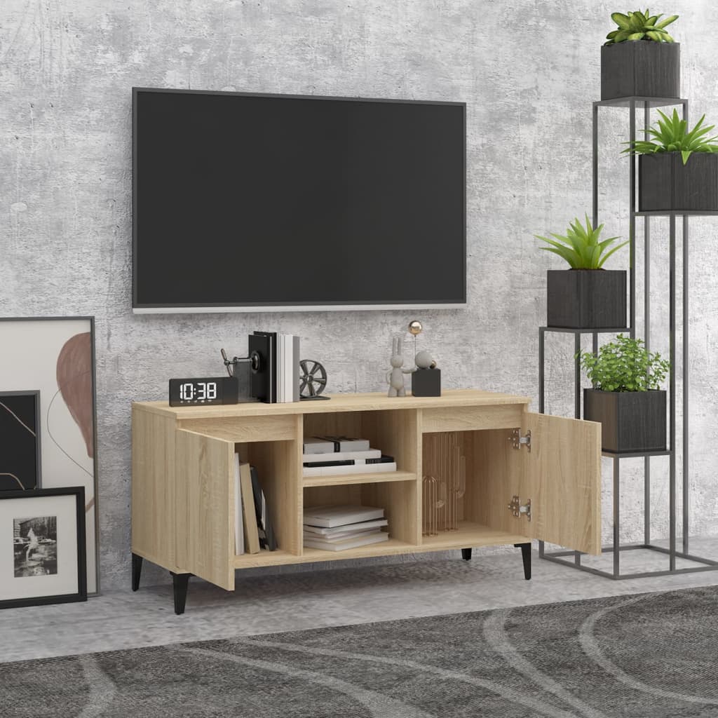 Meuble TV avec pieds en métal chêne Sonoma 103,5x35x50 cm