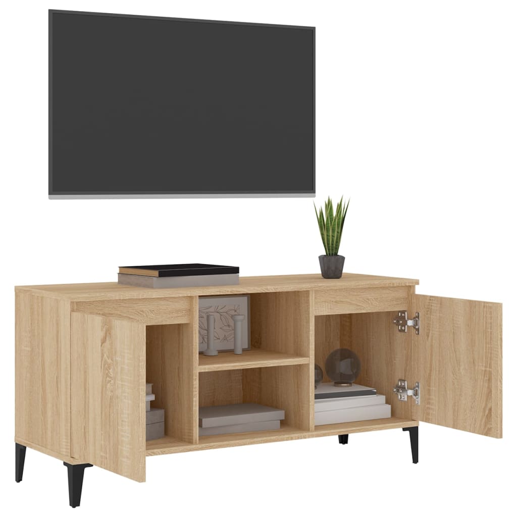 Meuble TV avec pieds en métal chêne Sonoma 103,5x35x50 cm
