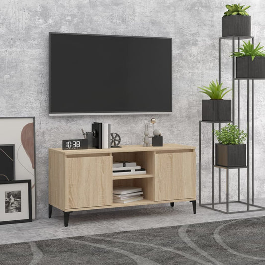 Meuble TV avec pieds en métal chêne Sonoma 103,5x35x50 cm