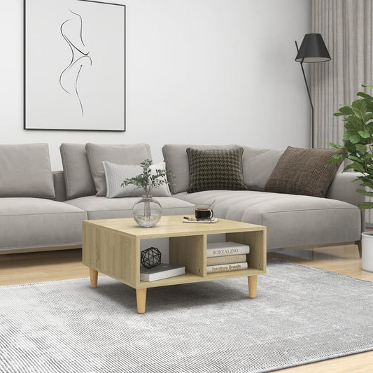 Couchtisch Weiß Sonoma-Eiche 60x60x30 cm Holzwerkstoff