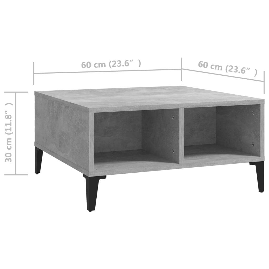 Couchtisch Betongrau 60x60x30 cm Holzwerkstoff