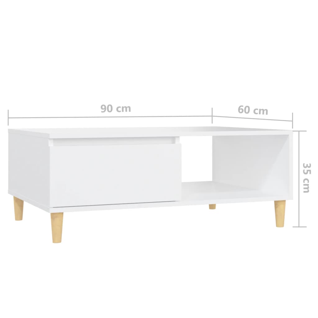Couchtisch Weiß 90x60x35 cm Holzwerkstoff