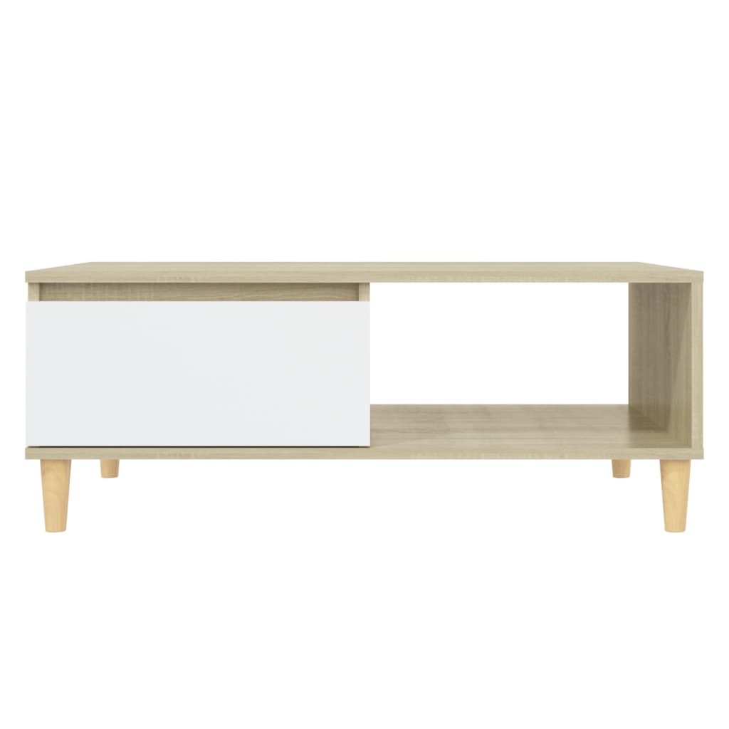 Couchtisch Weiß und Sonoma-Eiche 90x60x35 cm Holzwerkstoff