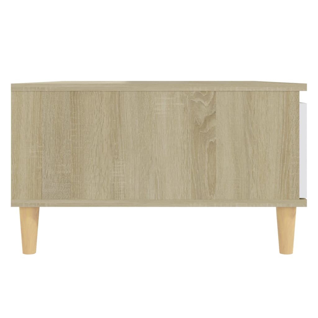 Couchtisch Weiß und Sonoma-Eiche 90x60x35 cm Holzwerkstoff