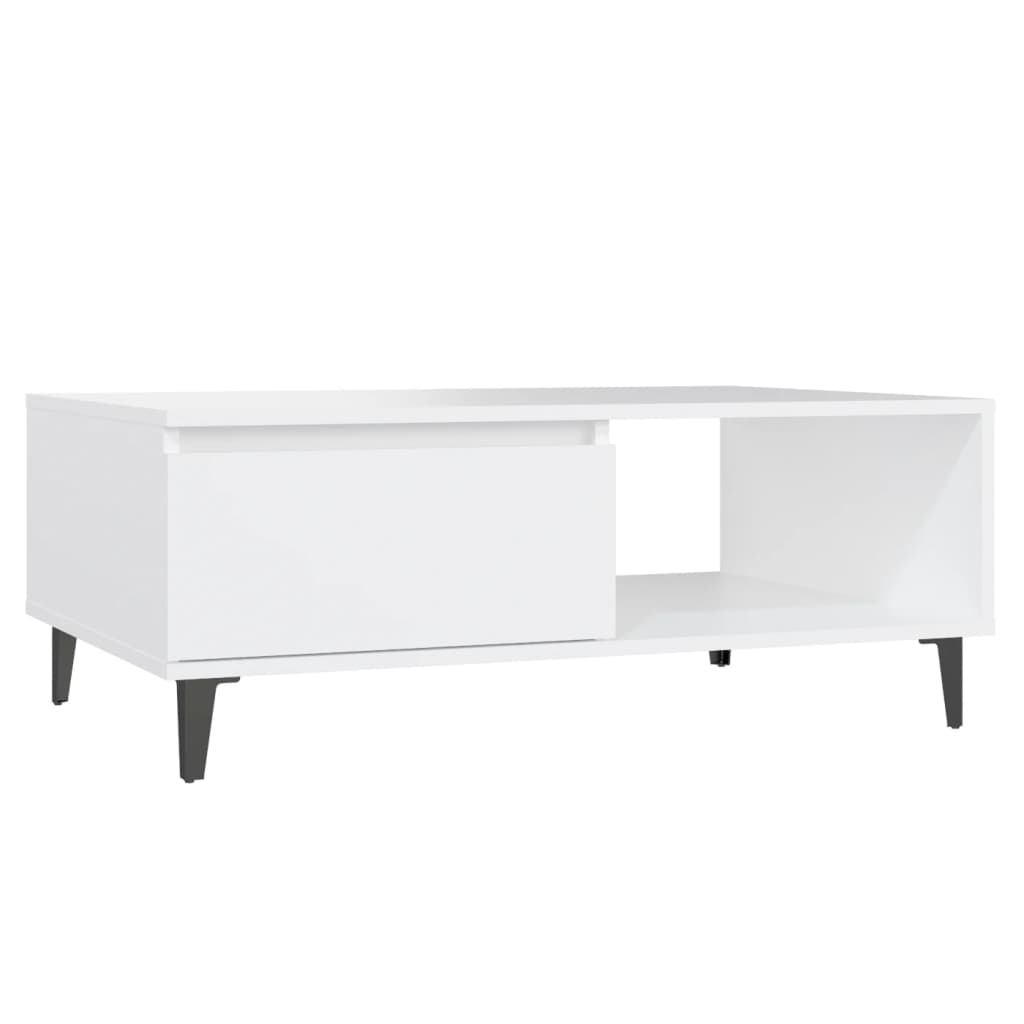 Table basse blanche 90x60x35 cm en bois